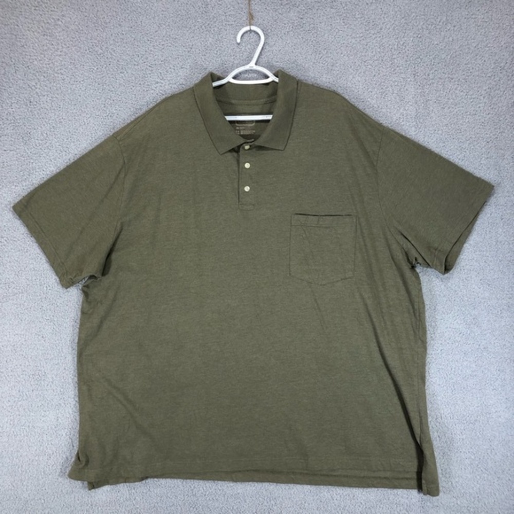 Men Polo Shirt Size 4XL Olive‎ Green Short Sleeve Casual Foundry